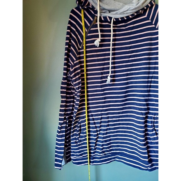 Ampersand Avenue Navy Pink Double Hood L/S Striped Hoodie Pockets Size XXXL - Picture 9 of 13